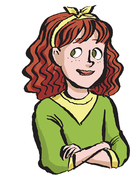 Cartoon illustration of a girl with red hair